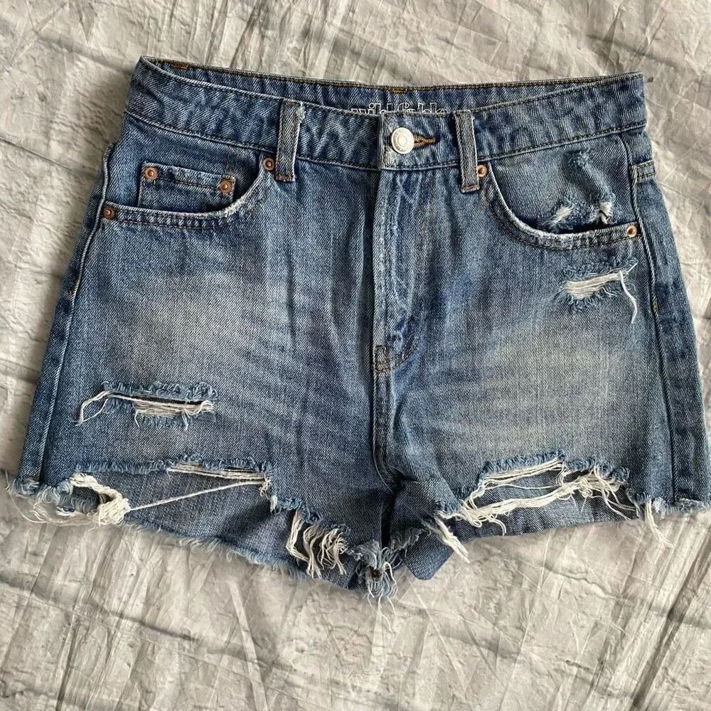 Wild fable women 0 high rise distressed ripped shorts blue